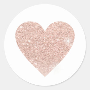 Pegatina Redonda rosa brillante corazón de amor