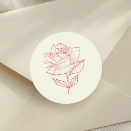 Pegatina Redonda Rosa Burgundy de Jardín de Antigüedad para Bodas