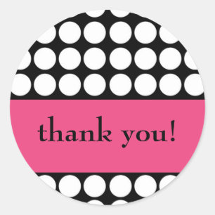 Pegatina Redonda rosa caliente y punto negro gracias