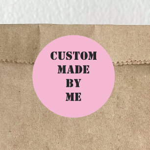 Pegatina Redonda Rosa con texto negro personalizado hecho por mí