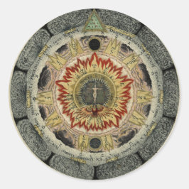 Pegatina Redonda Rosa cósmico mágico Mandala Pegatinas redondos