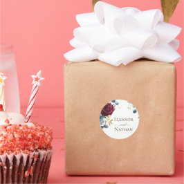 Pegatina Redonda Rosa de Borgoña Boda de verano