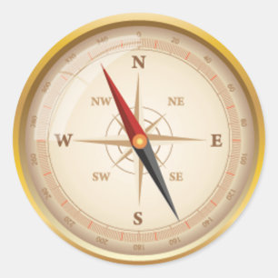 Pegatina Redonda ROSA de brújula OPUS