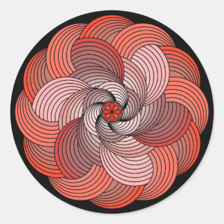 Pegatina Redonda Rosa de cinta abstracta en coral y negro