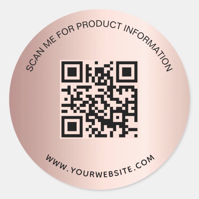 Pegatina Redonda Rosa de código qr de información de negocio de rub (Anverso)
