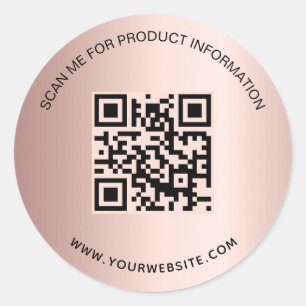 Pegatina Redonda Rosa de código qr de información de negocio de rub