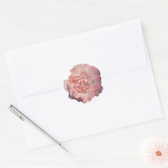 Pegatina Redonda Rosa de coral romántico Boda floral Stationery (Subido por el creador)