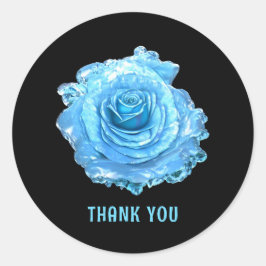 Pegatina Redonda Rosa de hielo azul