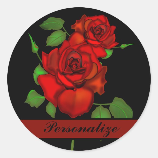 Pegatina Redonda Rosa de Ilustracion rojo (Anverso)