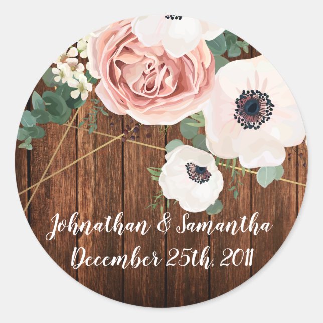 Pegatina Redonda rosa de Jardín Geométrico de Pegatinas de Favor de (Anverso)