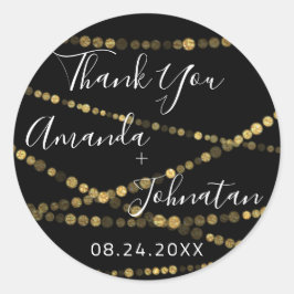 Pegatina Redonda Rosa de jardín nombre hoja de oro fecha luz blanca