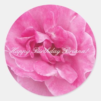 Pegatina Redonda Rosa de jardín rosado