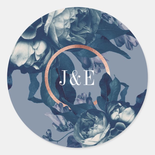 Pegatina Redonda Rosa de la Marina Boda de Bouquet de Oro (Anverso)