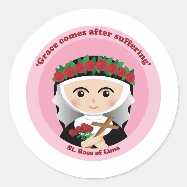 Pegatina Redonda Rosa de Lima (Anverso)