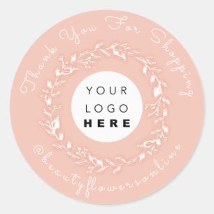 Pegatina Redonda Rosa de logotipo IG Nombre Boutique Online Floral