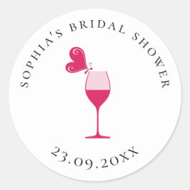 Pegatina Redonda Rosa de mariposa vina degustación de ducha de novi