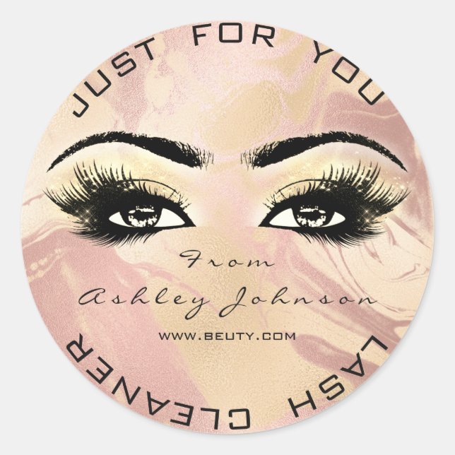 Pegatina Redonda Rosa de mármol Purpurina de belleza azota limpiado (Anverso)