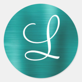 Pegatina Redonda Rosa de moda Monograma rosa Metalizado cepillado d