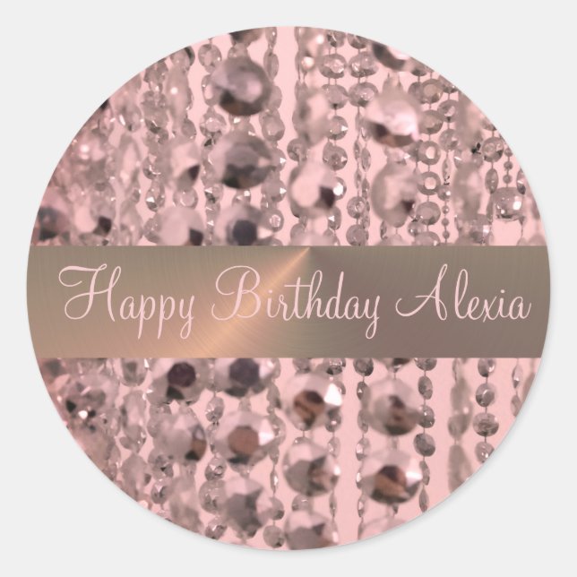 Pegatina Redonda Rosa de moda Rubor (Anverso)