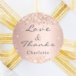 Pegatina Redonda Rosa de oro confetti gracias