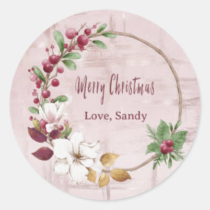 Pegatina Redonda Rosa de oro navideño navideño personalizado
