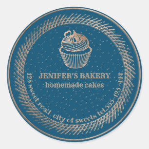 Pegatina Redonda Rosa de oro Pasteles caseros y empaque de dulces