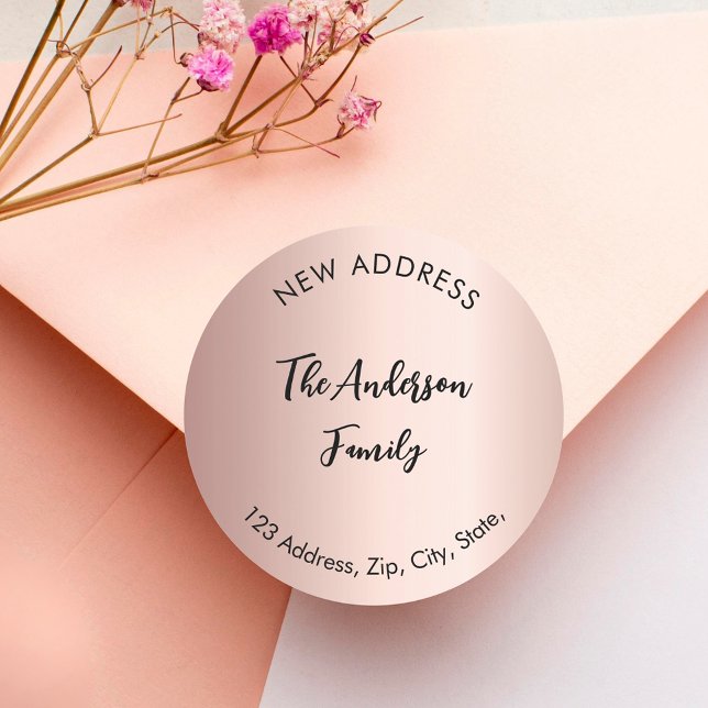 Pegatina Redonda Rosa de oro que hemos movido nueva dirección (Subido por el creador)