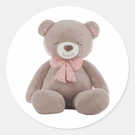 Pegatina Redonda Rosa de oso