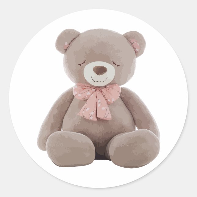 Pegatina Redonda Rosa de oso (Anverso)