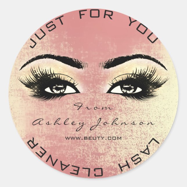 Pegatina Redonda Rosa de paz Purpurina de belleza Peach Lash Limpia (Anverso)