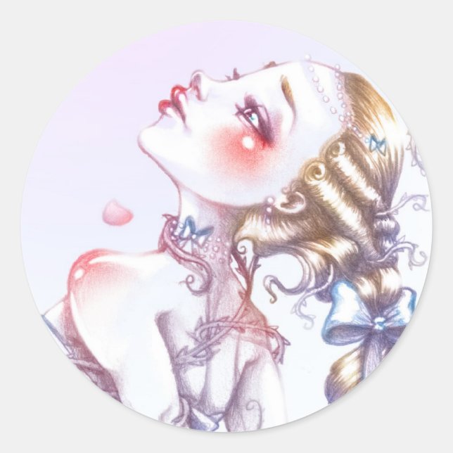 Pegatina Redonda Rosa de Versalles (Anverso)