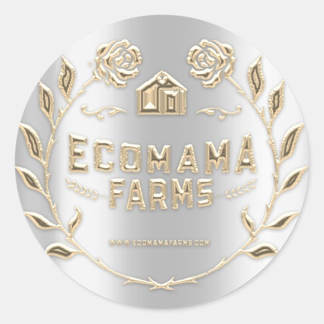 Pegatina Redonda Rosa del logotipo del personalizado Prueba de obte (Anverso)