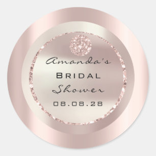 Pegatina Redonda Rosa Despedida de Soltera Dulce 16 Cumpleaños Bril