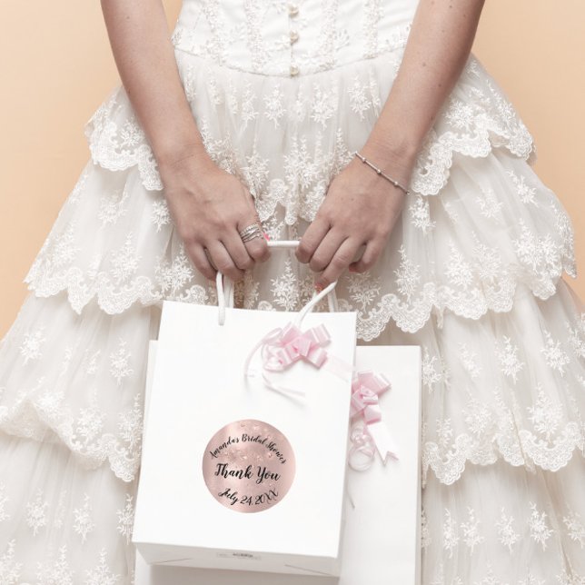 Pegatina Redonda Rosa Dorada Chispa Gracias Dulce Despedida de Solt (Gold Rose Spark Thank You Sweet Bridal Shower Classic Round Sticker)