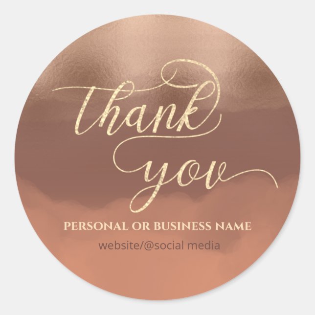Pegatina Redonda Rosa dorado foil canela melón acuarela (Anverso)