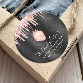 Pegatina Redonda Rosa Dorado Purpurina de fresa Confección de goteo