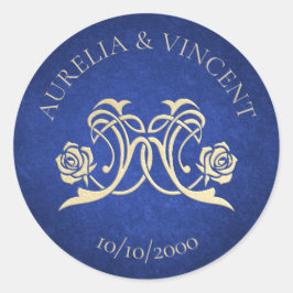 Pegatina Redonda Rosa encantado Boda de Castillo