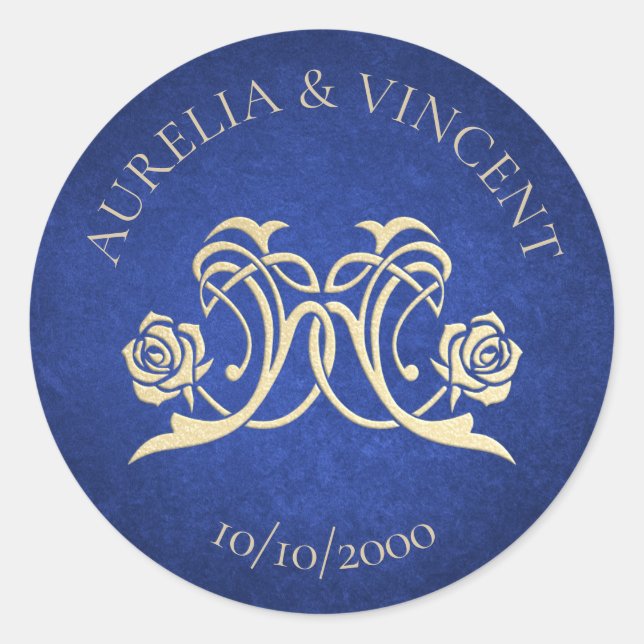 Pegatina Redonda Rosa encantado Boda de Castillo (Anverso)