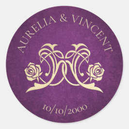 Pegatina Redonda Rosa encantado Boda de Castillo