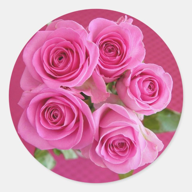 Pegatina Redonda Rosa encantador (Anverso)