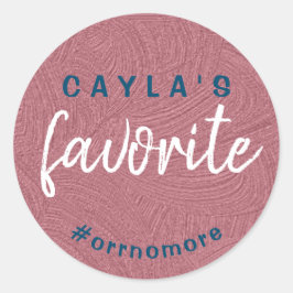 Pegatina Redonda Rosa favorito de novia en el Favor del Azul de Oro