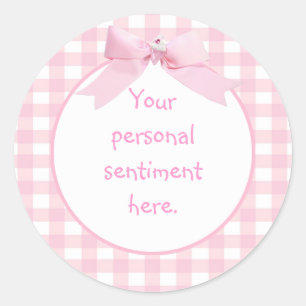 Pegatina Redonda Rosa Gingham 2