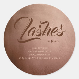 Pegatina Redonda Rosa Gold Lashes Studio Beauty Shop Lujo elegante