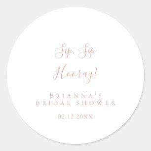 Pegatina Redonda Rosa Gold Sip Sip Hooray Bridal Shower