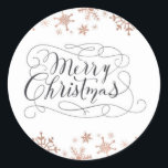 Pegatina Redonda Rosa Gold Winter Wonderland Christmas Stickers<br><div class="desc">Faux Rosa Relieve metalizado dorado Winter Wonderland</div>