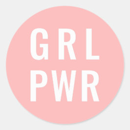 PEGATINA REDONDA ROSA GRL PWR
