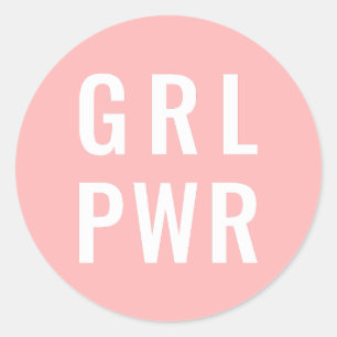 PEGATINA REDONDA ROSA GRL PWR