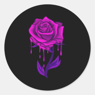 Pegatina Redonda Rosa japonés con flores de cerezo