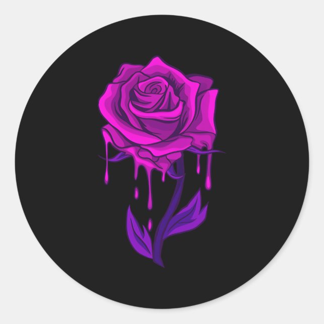 Pegatina Redonda Rosa japonés con flores de cerezo (Anverso)