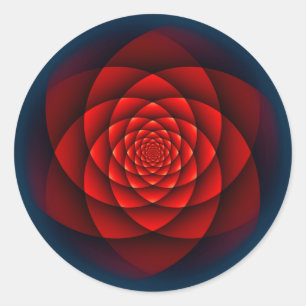 Pegatina Redonda Rosa Kaleidoscope rojo + tu idea